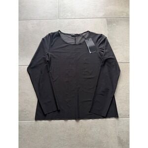 NWT LUUKAA Black Sheer Mesh Long Sleeve Top LUKA9K0143‎ Womens Size 4